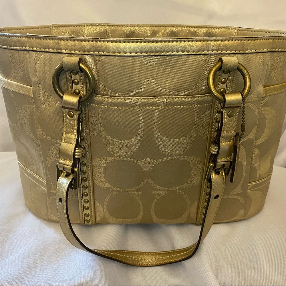 Coach Gold Signature Tote with Metallic Finish
